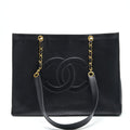 Chanel Vintage CC Timeless Shopping Tote Lambskin Black