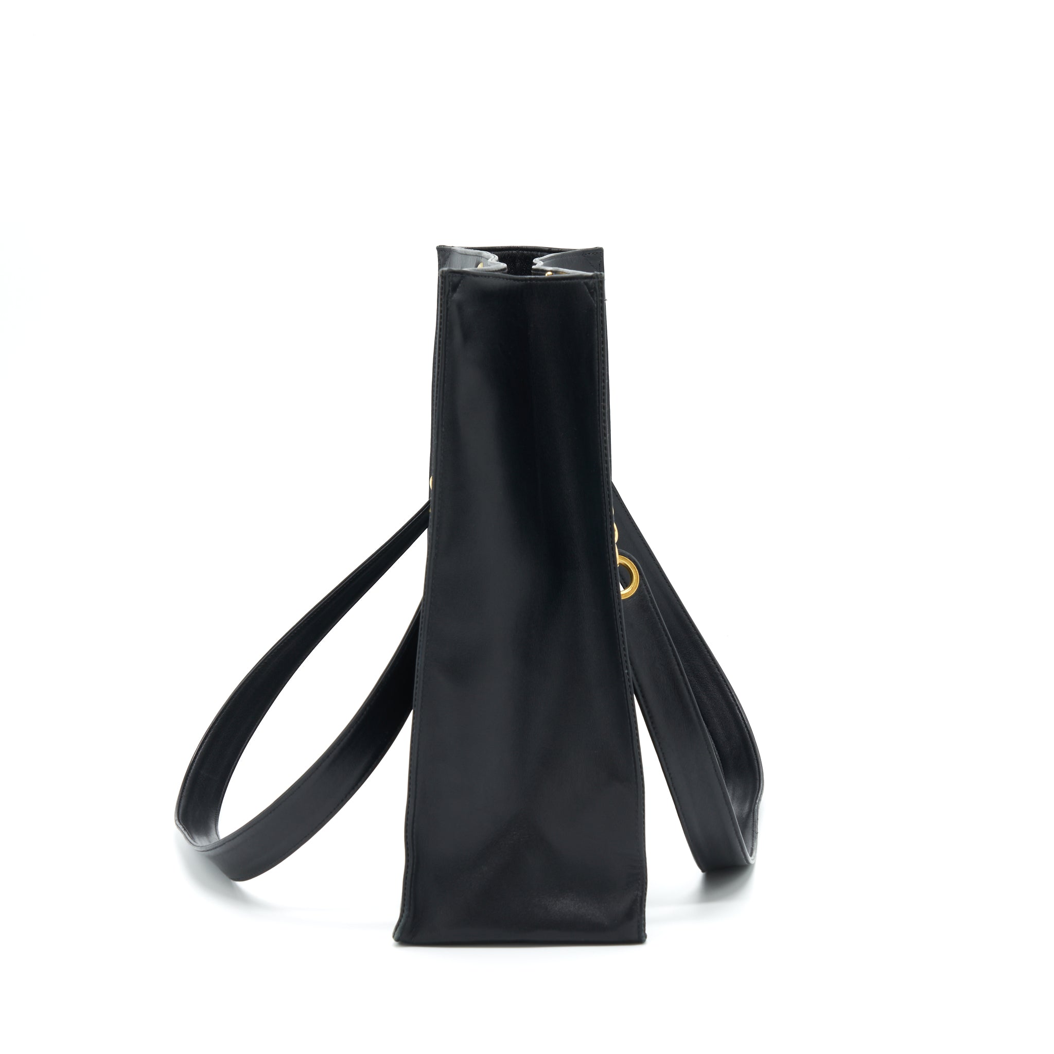 Chanel Vintage CC Timeless Shopping Tote Lambskin Black