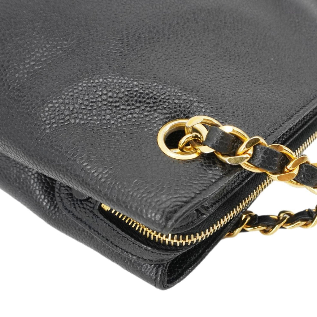 CHANEL Vintage Timeless CC Caviar Leather Chain Shoulder Strap Black