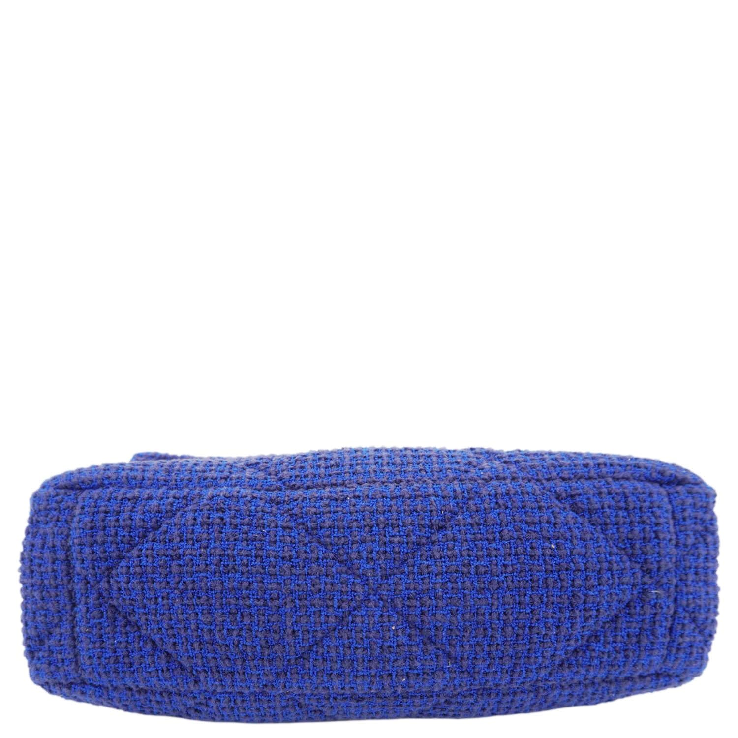 CHANEL 19 Flap Quilted Tweed Shoulder Bag Blue