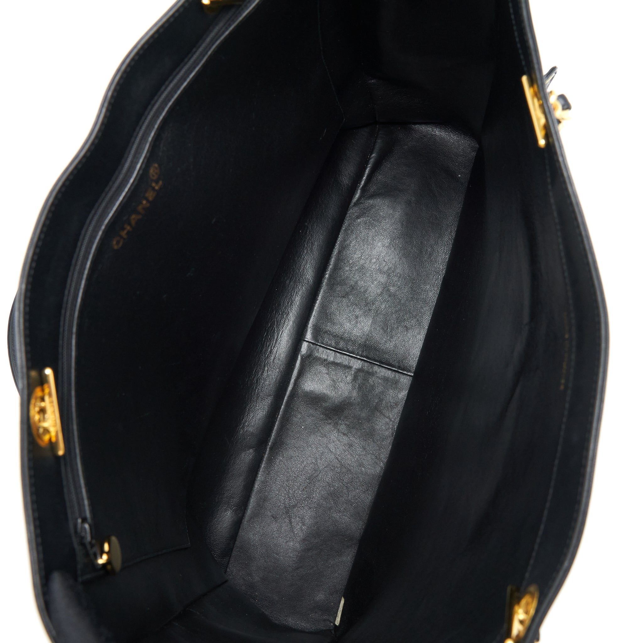 Chanel Vintage CC Timeless Shopping Tote Lambskin Black