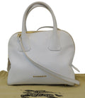 BURBERRY Grainy Leather White Bowling Shoulder Bag