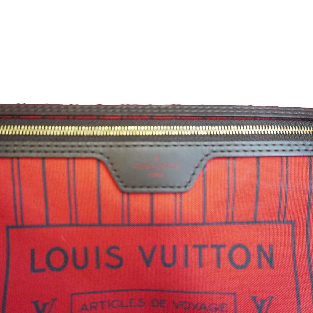 LOUIS VUITTON Neverfull GM Damier Ebene Tote Bag Brown