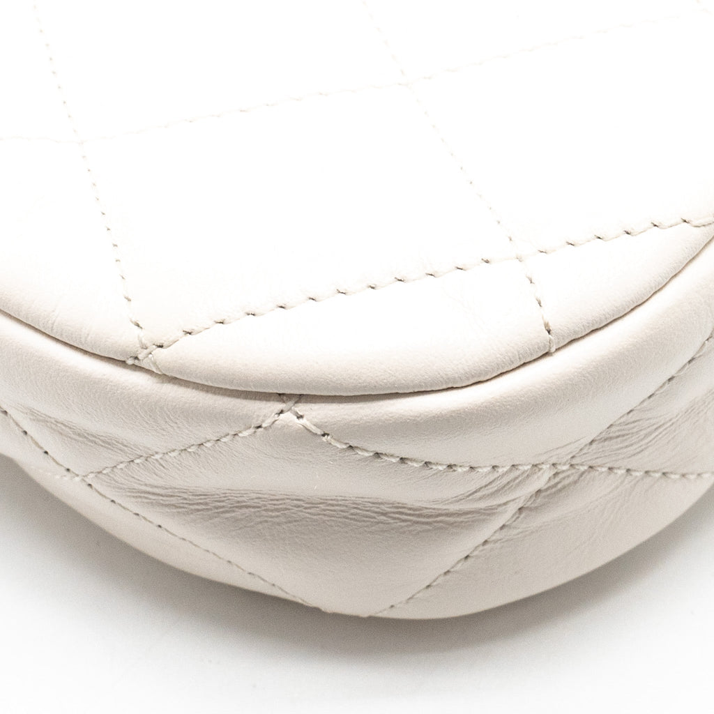Chanel 23K Hobo Shoulder Bag Calfskin White  (Microchip)