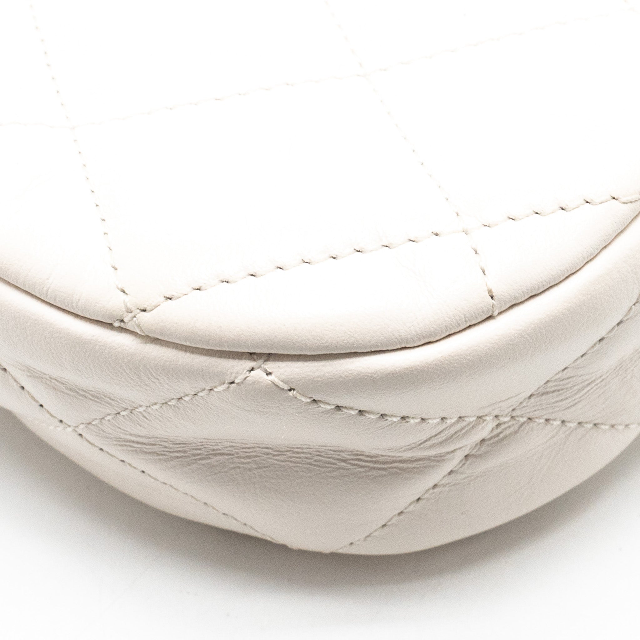 Chanel 23K Hobo Shoulder Bag Calfskin White  (Microchip)