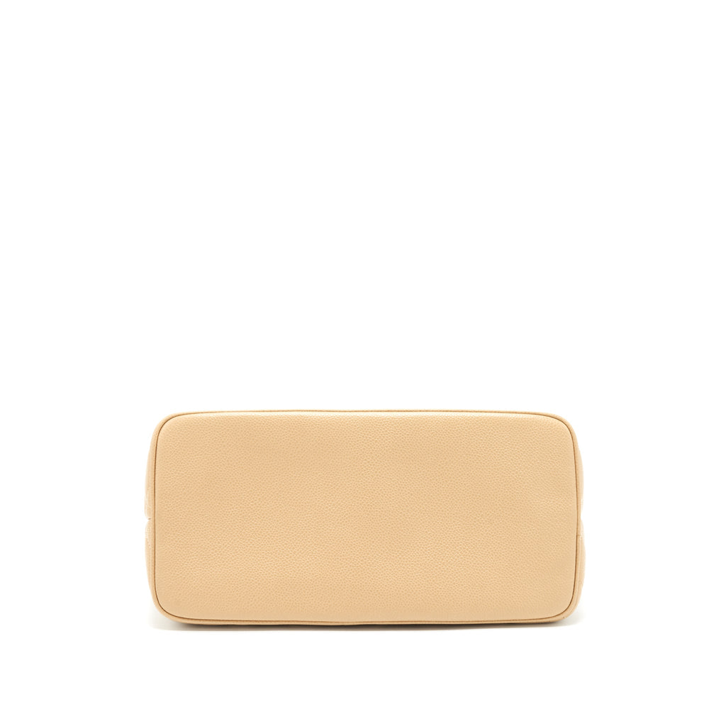Chanel Vintage Medallion Tote Bag Caviar Beige