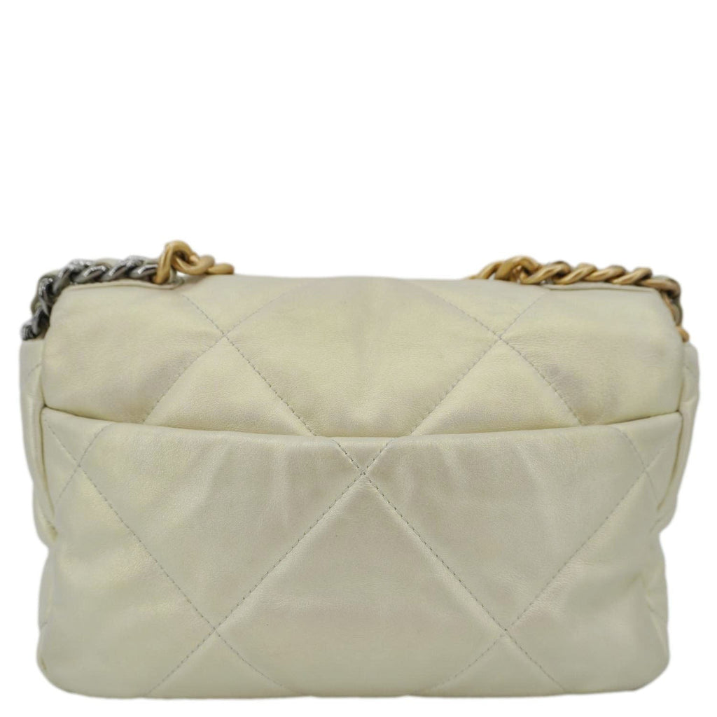 CHANEL Iridescent 19 Flap Calfskin Quilted Leather Shoulder Bag Metallic Gold