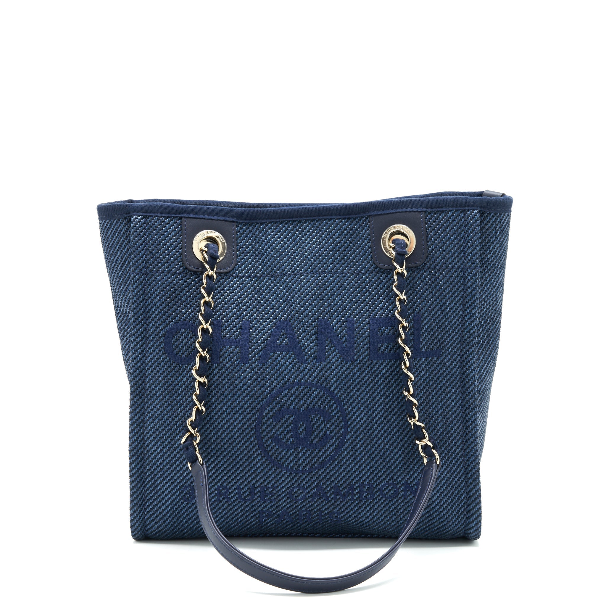 Chanel Small Deauville Tote bag Denim blue