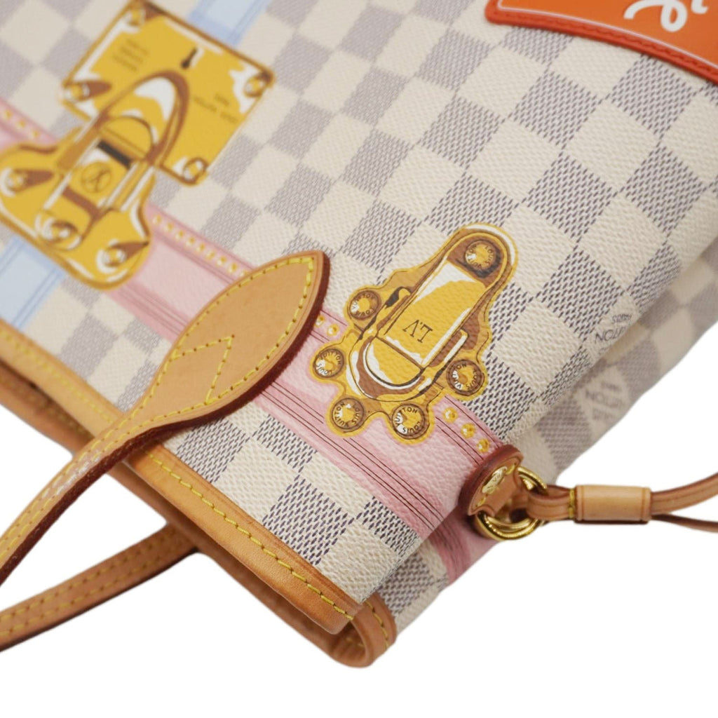 LOUIS VUITTON Neverfull Summer Trunk Damier Azur Shoulder Bag White