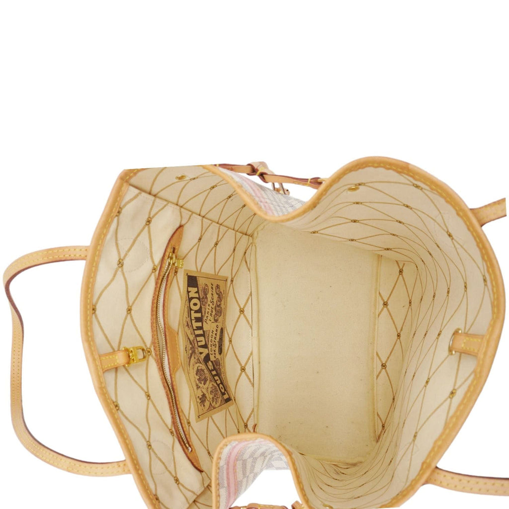 LOUIS VUITTON Neverfull Summer Trunk Damier Azur Shoulder Bag White