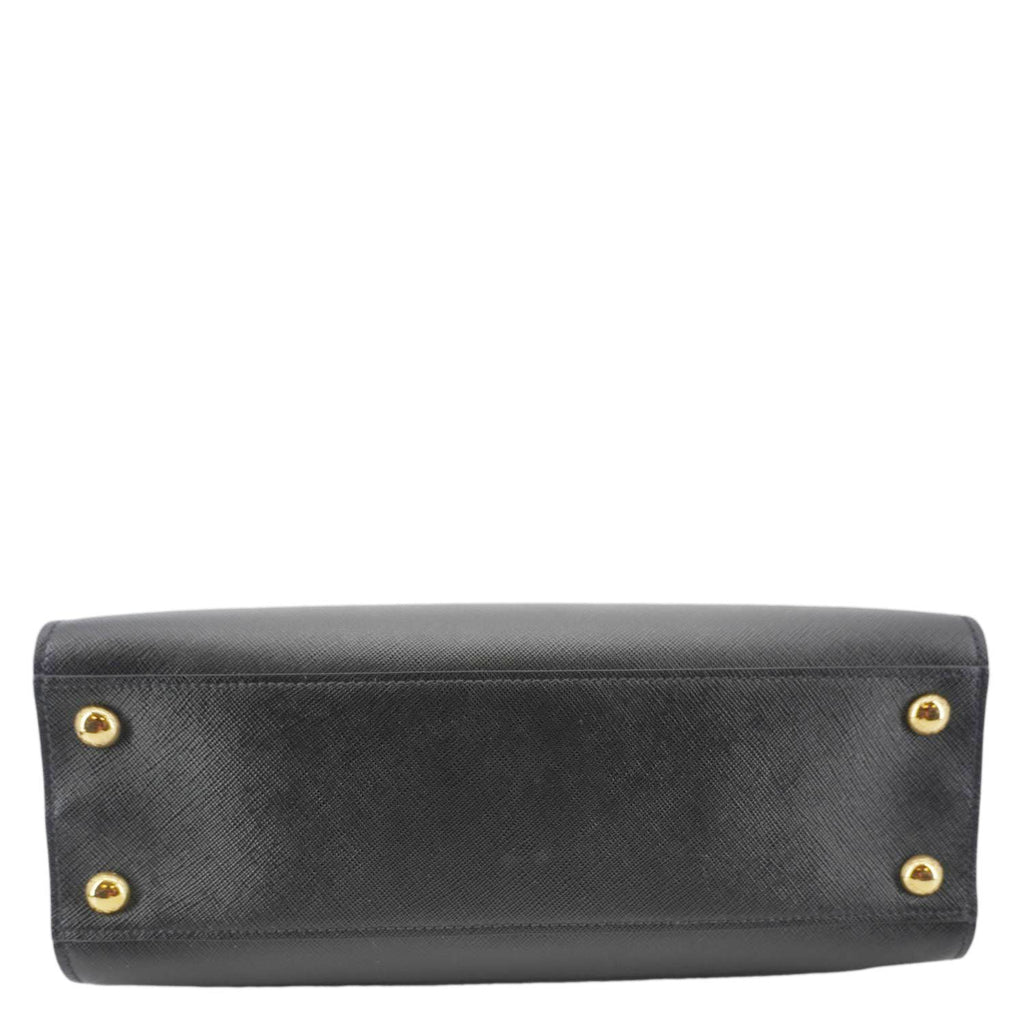 PRADA Soft Zippered Saffiano Leather Tote Bag Black
