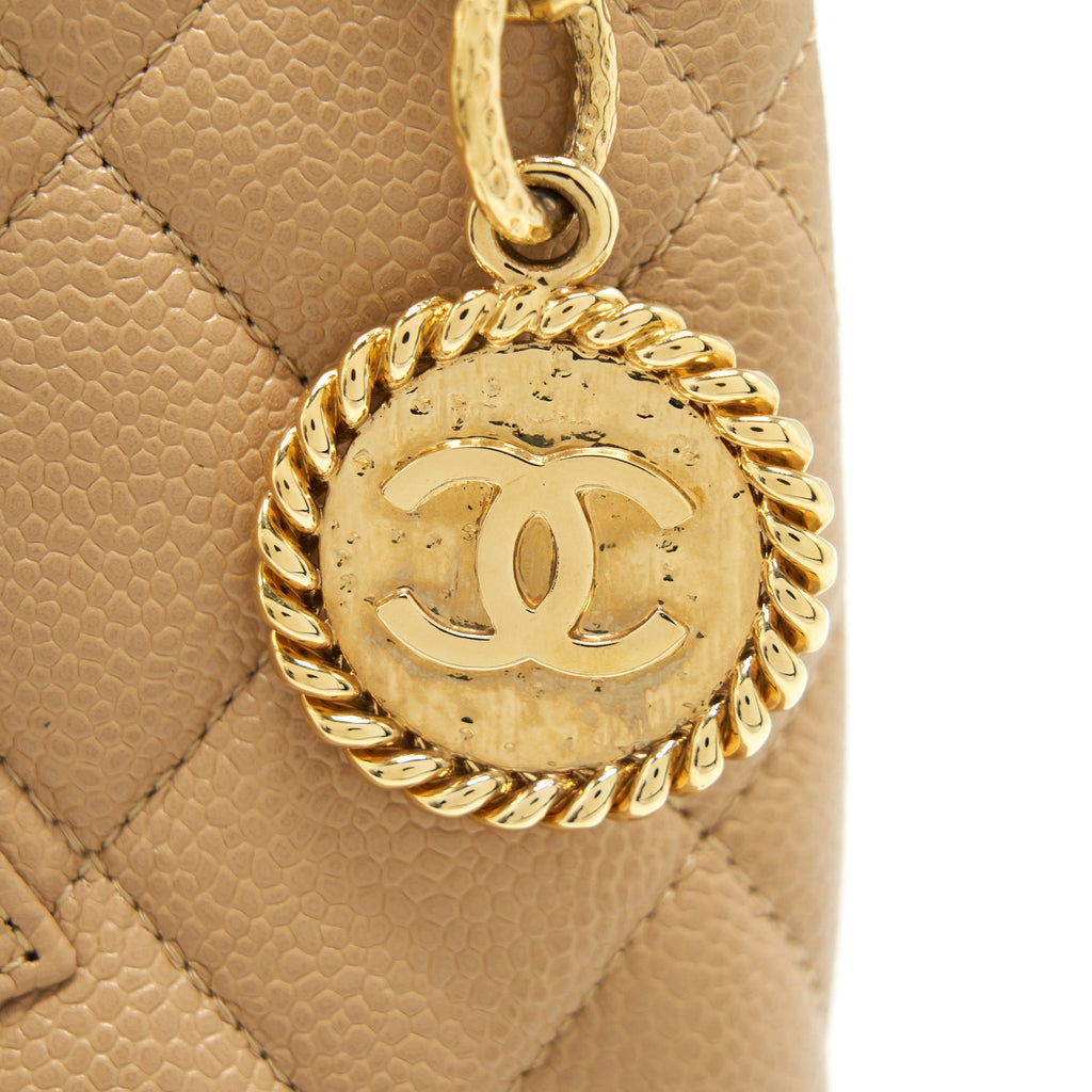 Chanel Vintage Medallion Tote Bag Caviar Beige
