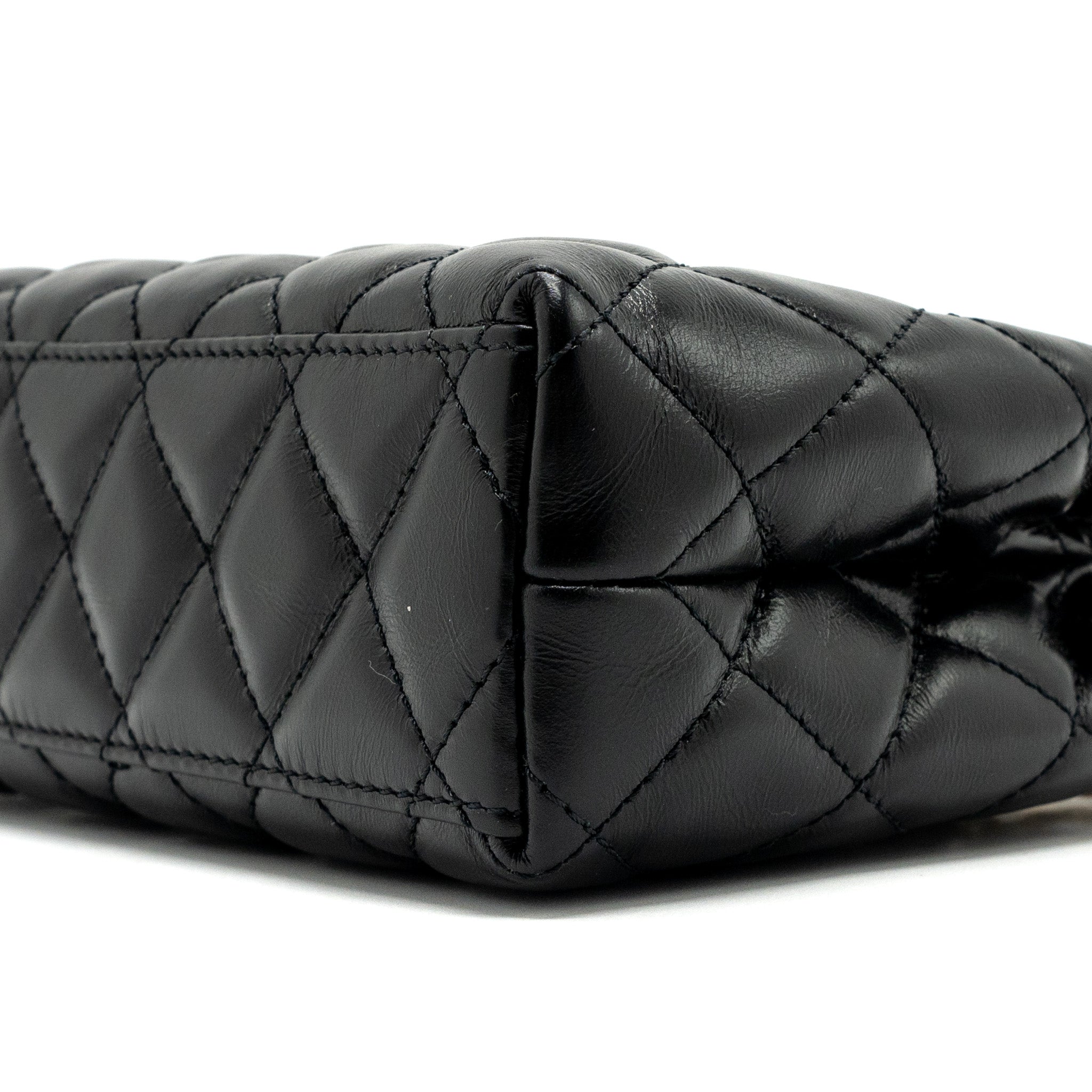 Chanel 23K mini kelly shopping tote bag Calfskin black  (microchip)