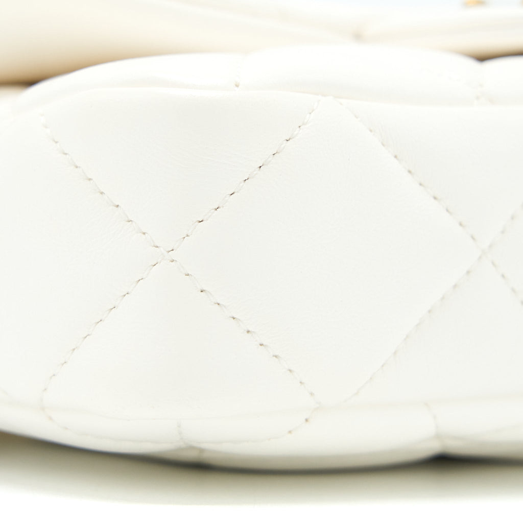 Chanel 22S Giant Chain Flap Shoulder Bag Lambskin White Brushed  (Microchip)