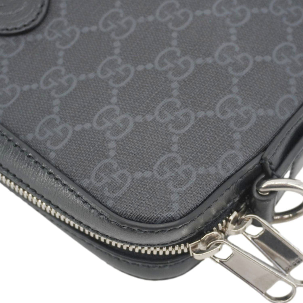 GUCCI Azalea Retro Interlocking G Supreme Canvas Shoulder Bag Black 703468