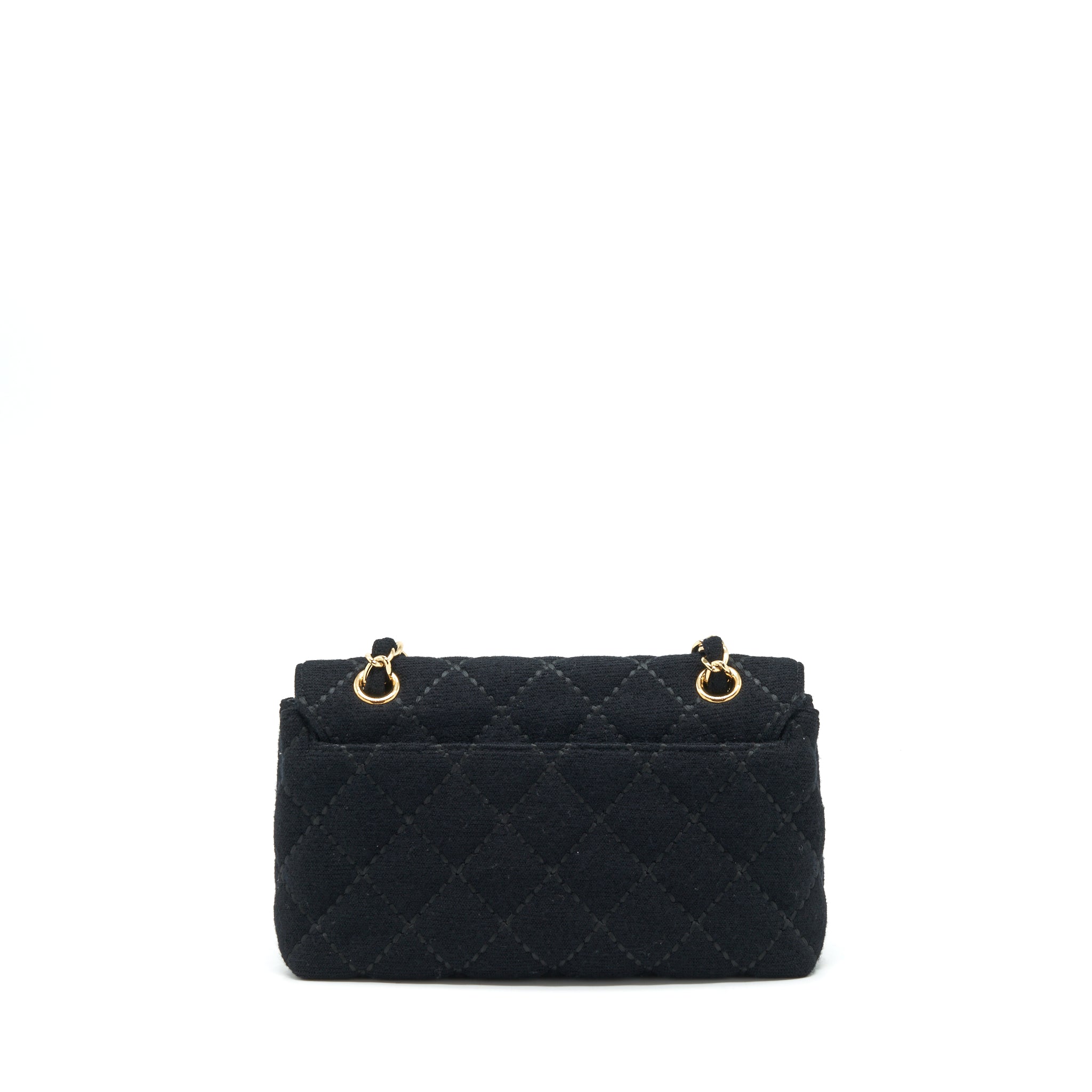 Chanel Vintage Shoulder Bag fabric Black  With An Extra Bag Charm