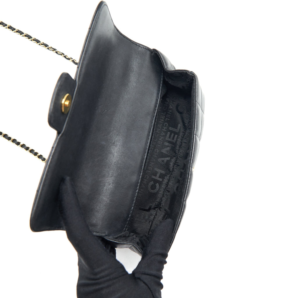 Chanel Camellia Mini Flap shoulder Bag Lambskin black