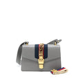 Gucci Small Sylvie Shoulder Bag Calfskin Grey
