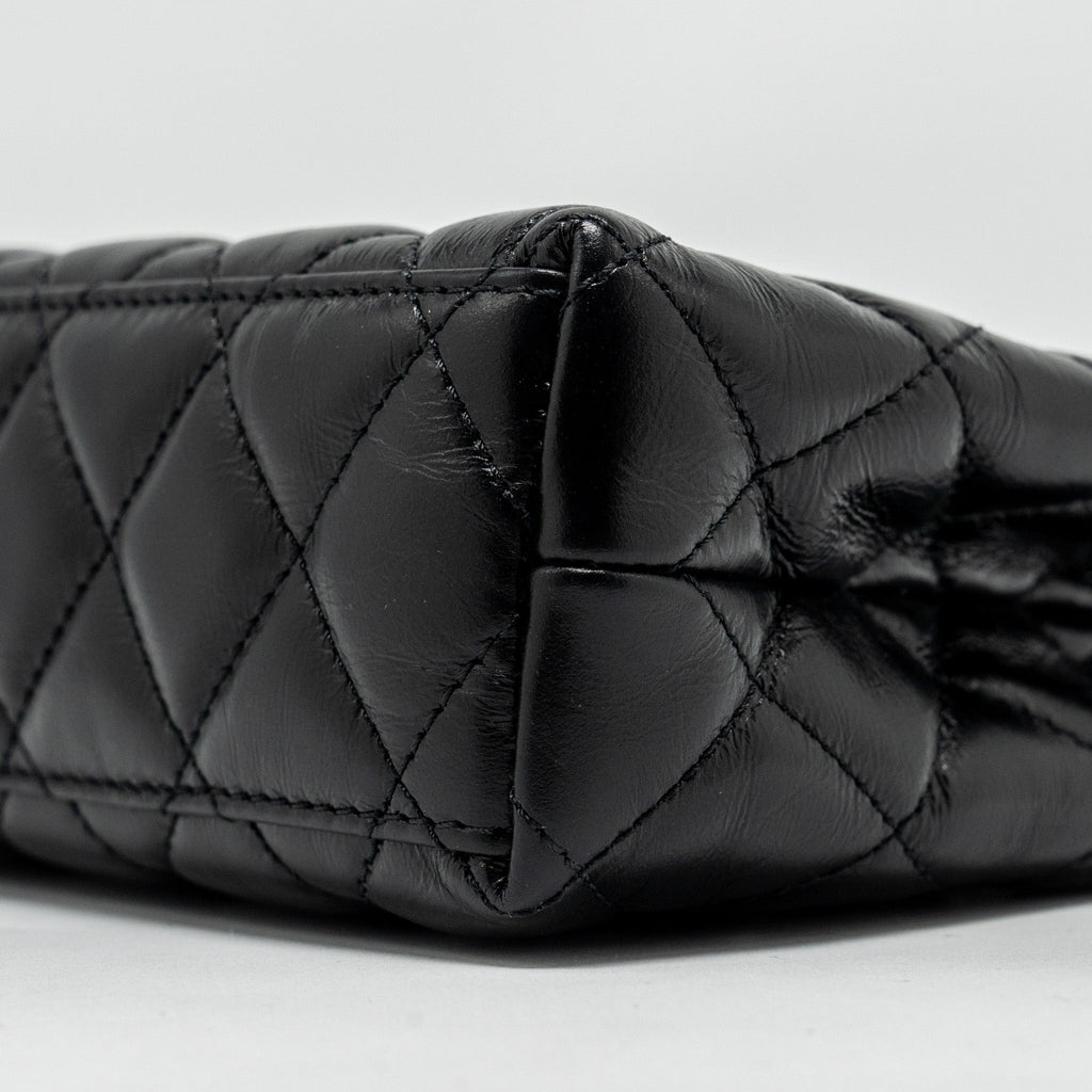 Chanel mini kelly shopping tote bag calfskin black  (microchip)