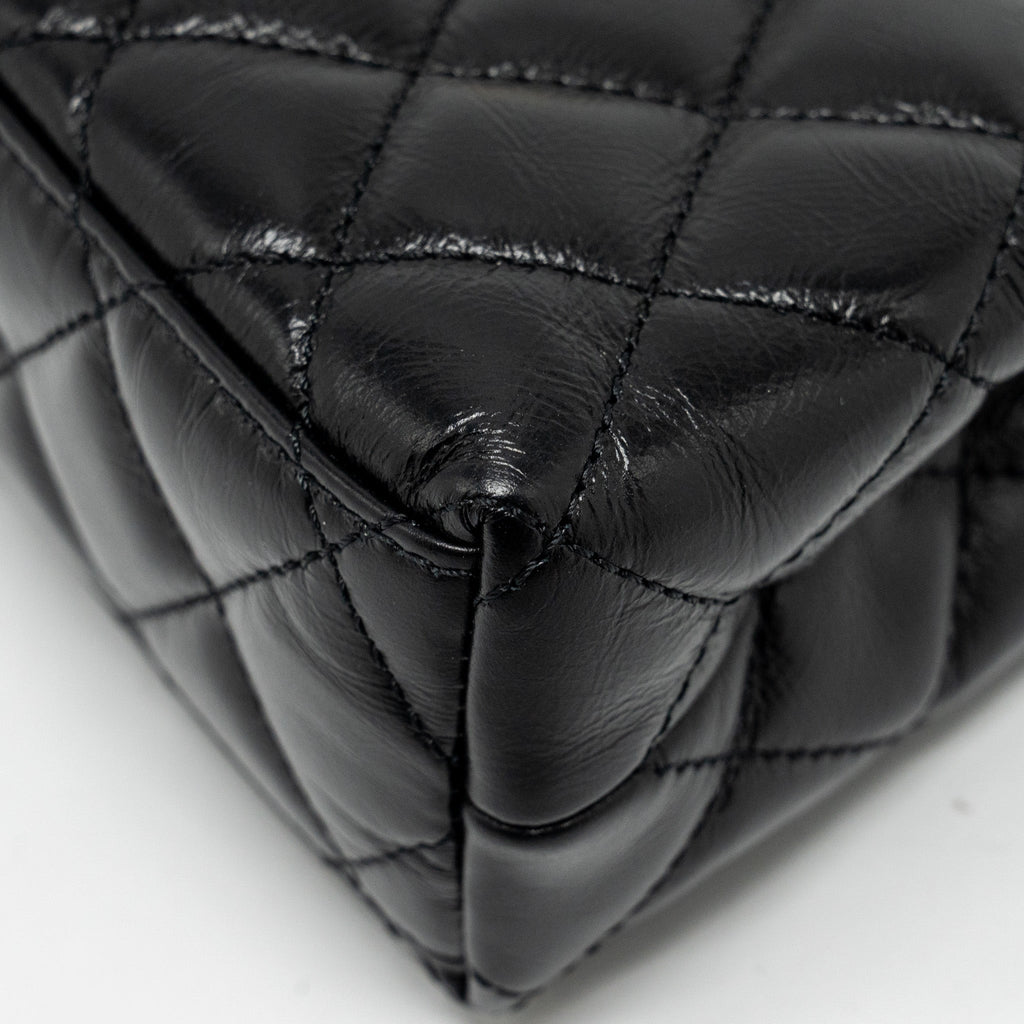 Chanel mini kelly shopping tote bag calfskin black  (microchip)