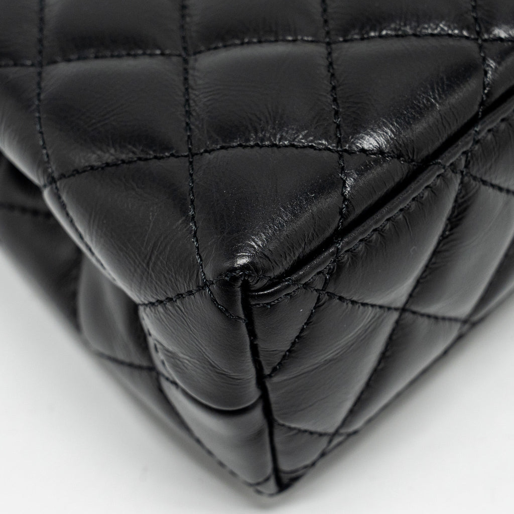 Chanel mini kelly shopping tote bag calfskin black  (microchip)