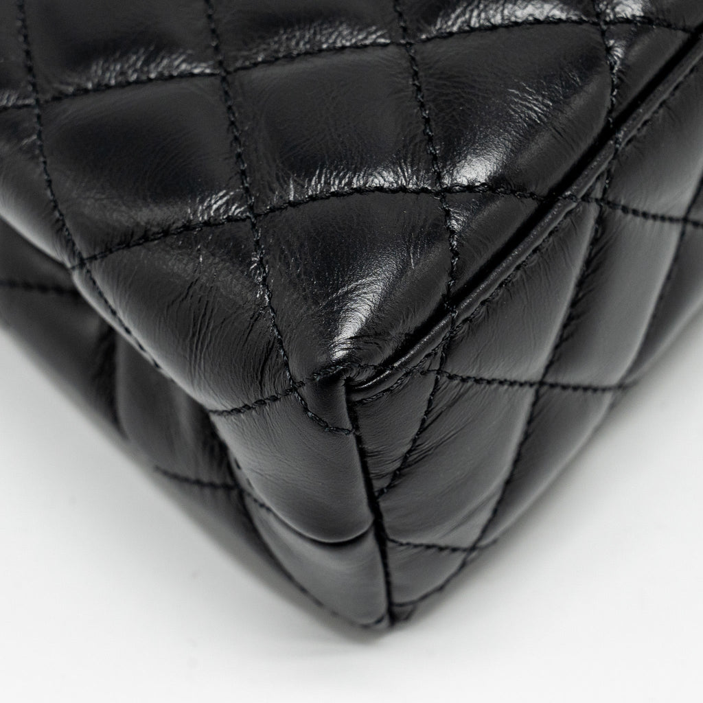Chanel mini kelly shopping tote bag calfskin black  (microchip)