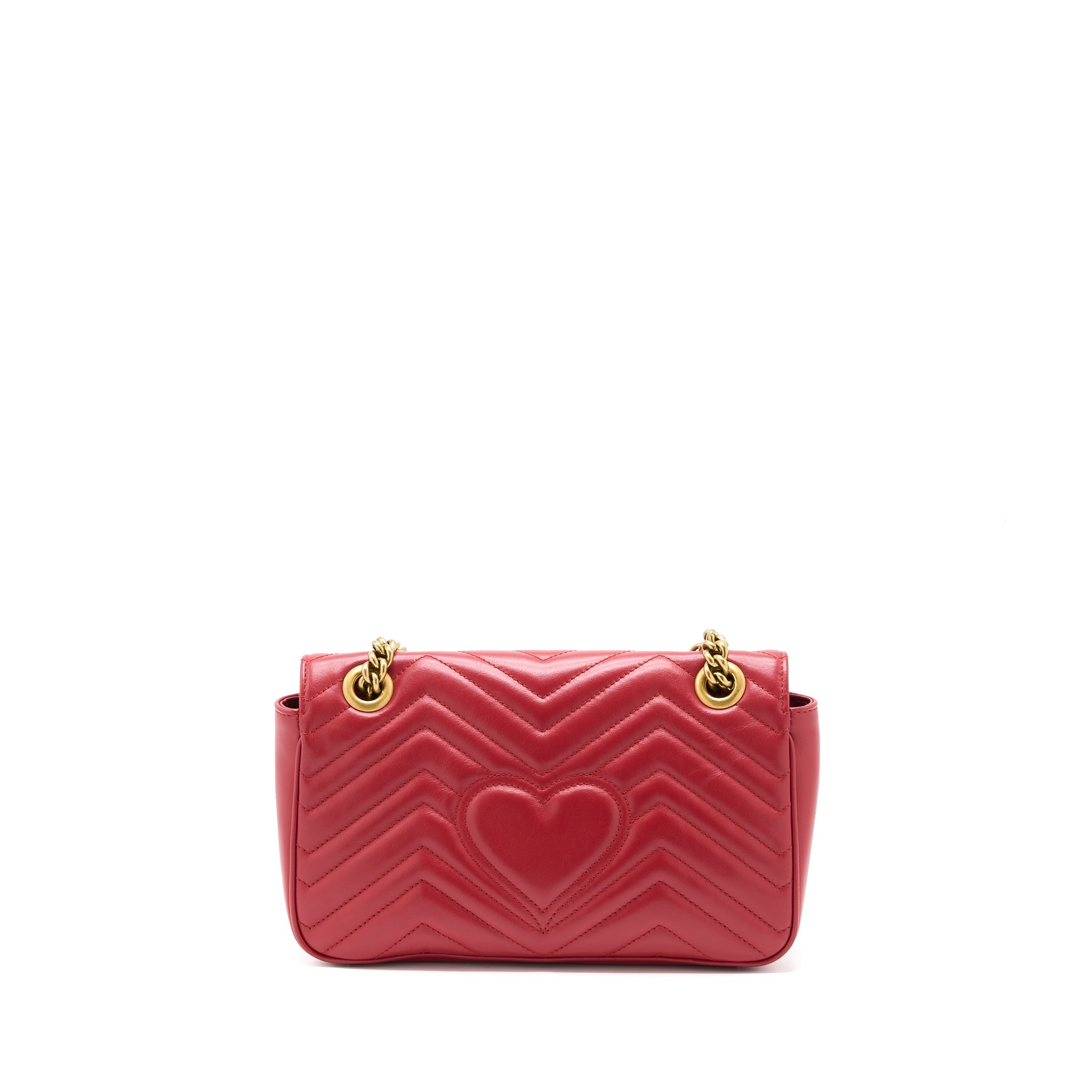 Gucci Small GG Marmont Matelasse Shoulder Bag Calfskin Red