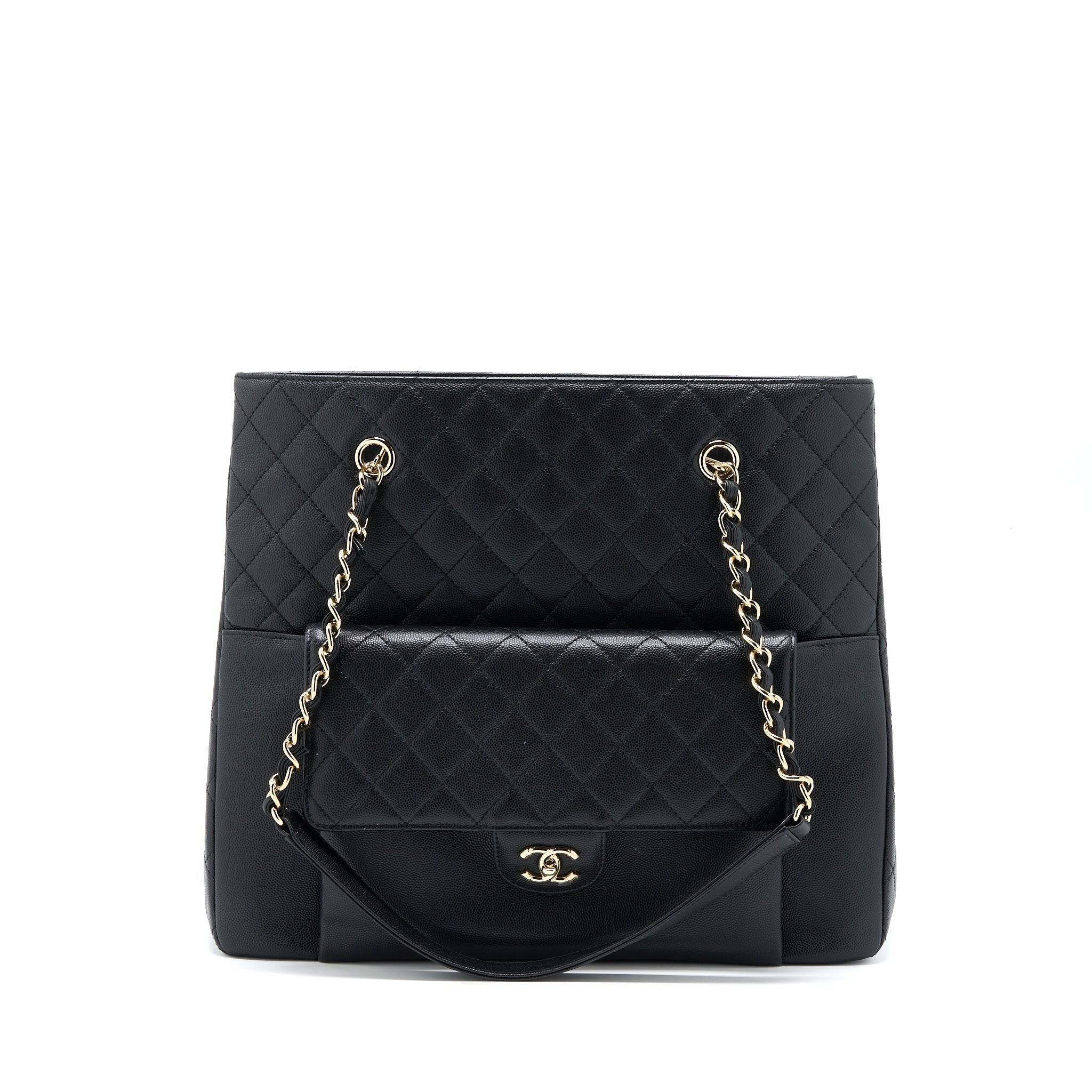 Chanel 19C Large Shopping Tote Bag Caviar Black L