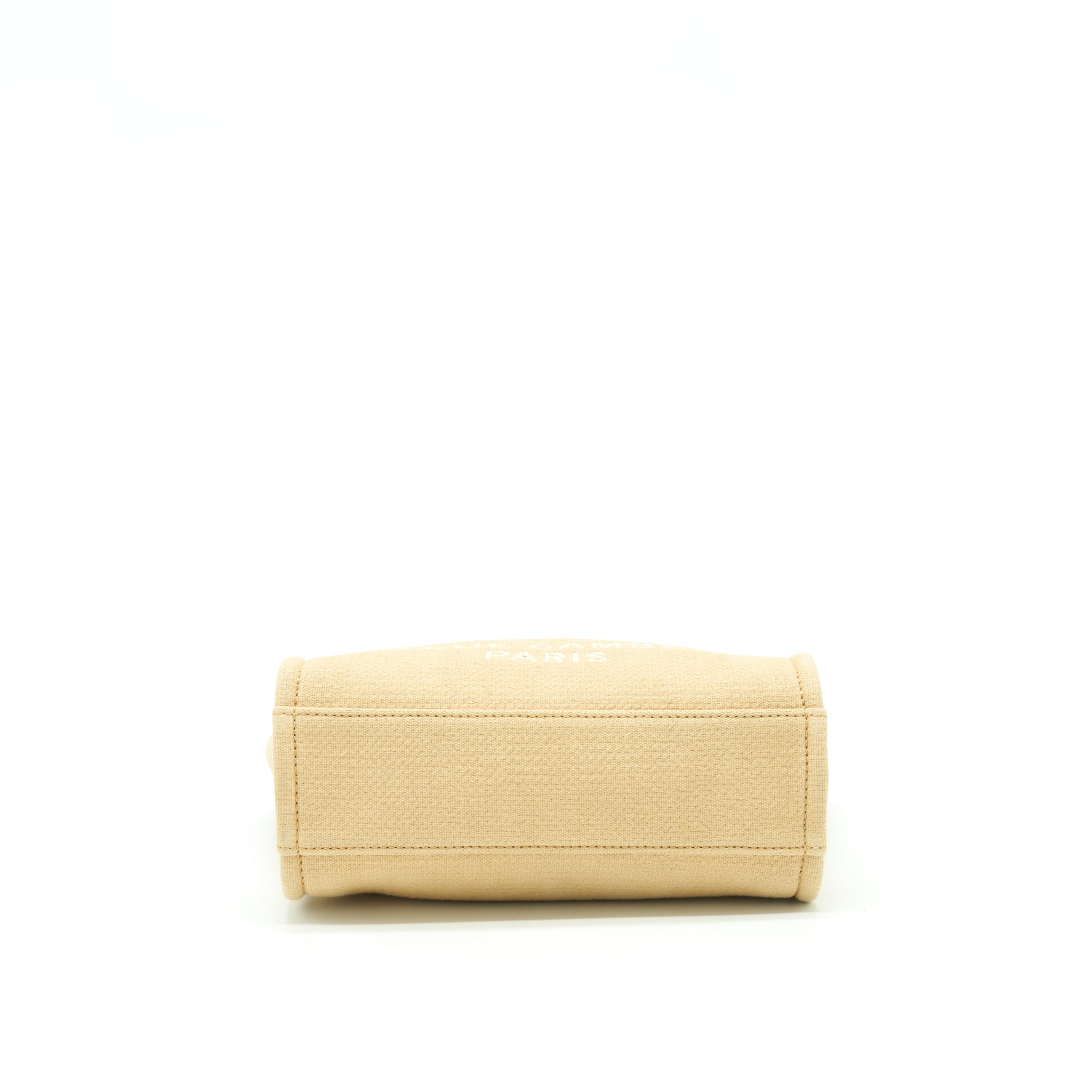 Chanel Deauville PM Chain Tote Bag Canvas Dark Beige