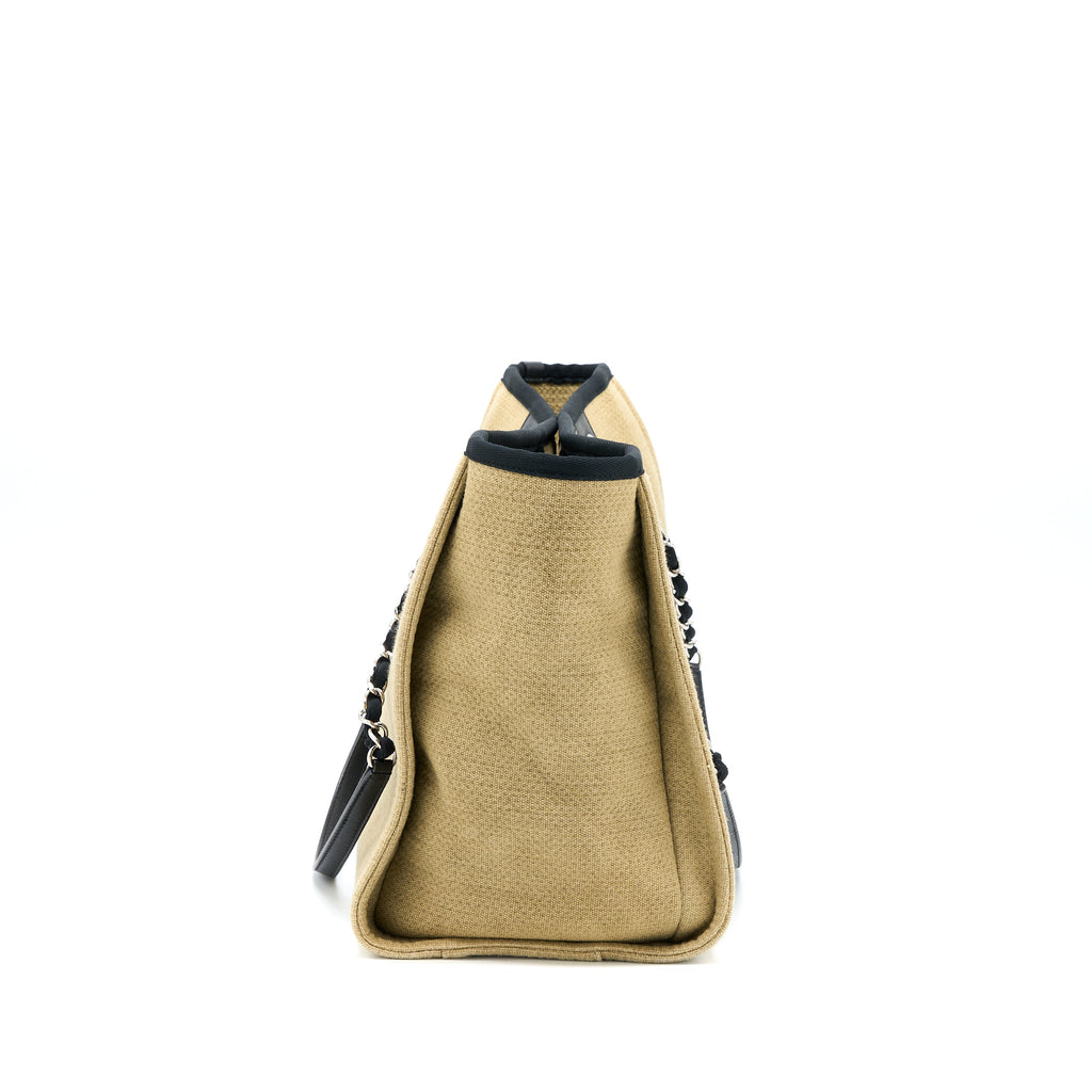 Chanel Deauville Tote Canvas Dark Beige