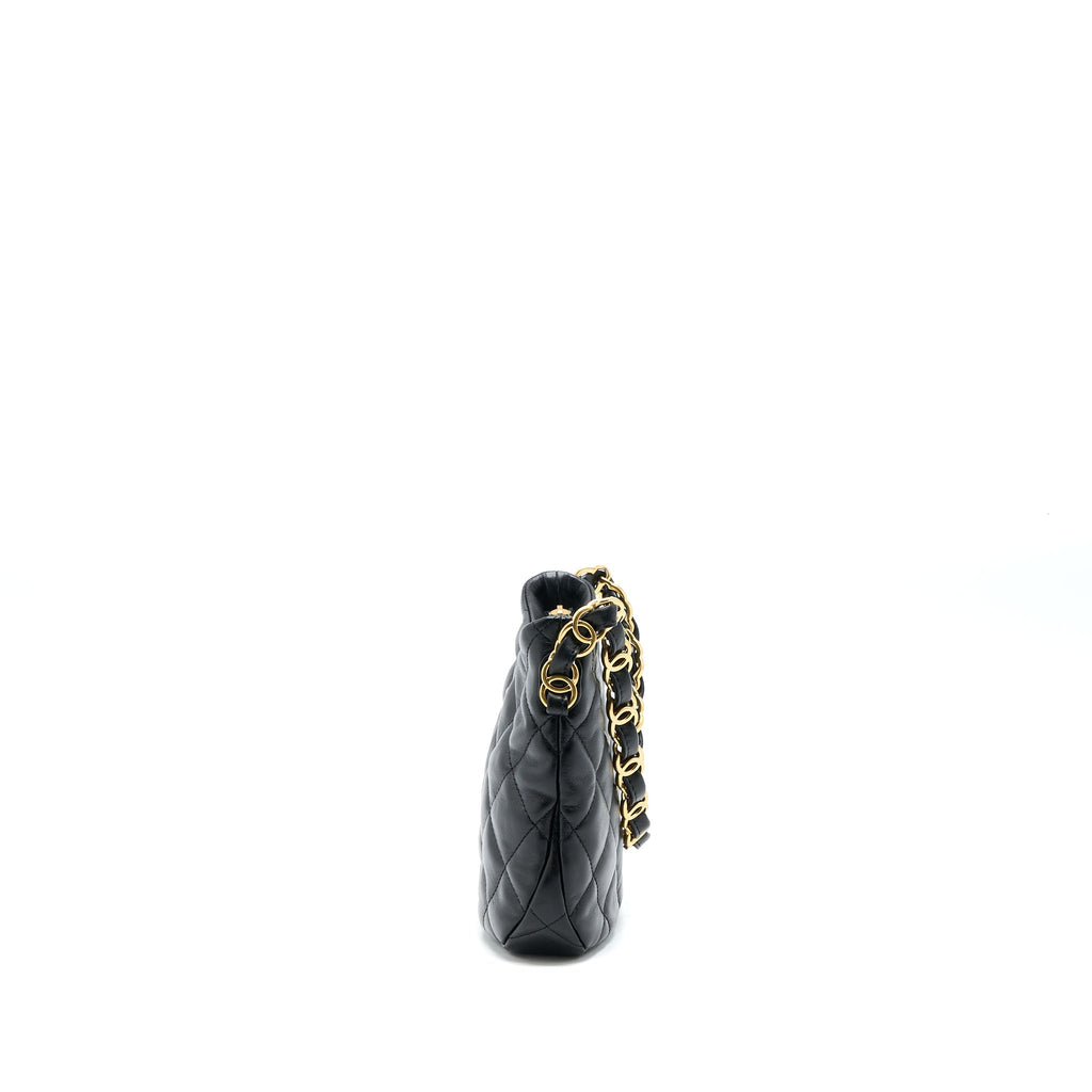 Chanel 22K Hobo Shoulder Bag Lambskin Black  (Microchip)