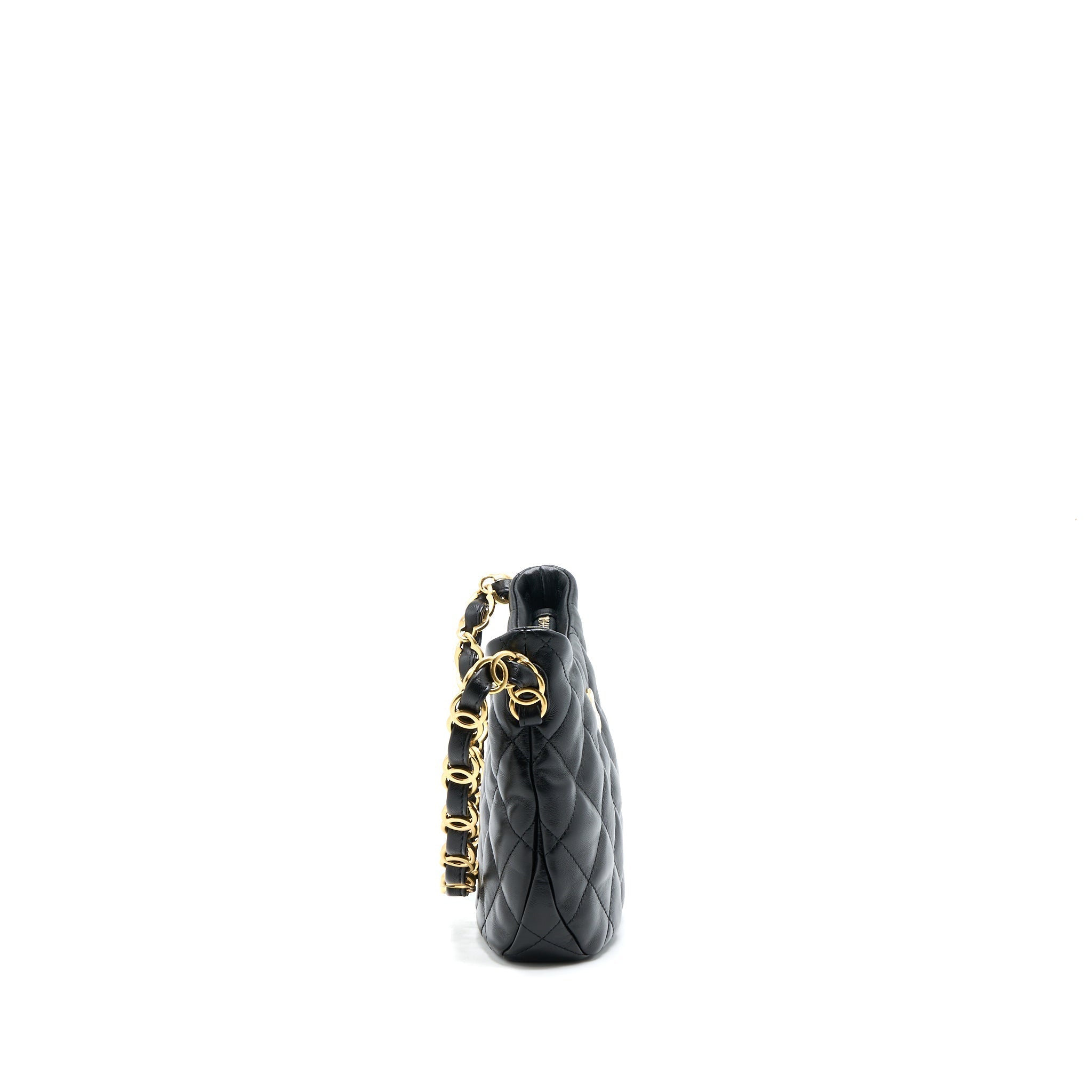 Chanel 22K Hobo Shoulder Bag Lambskin Black  (Microchip)