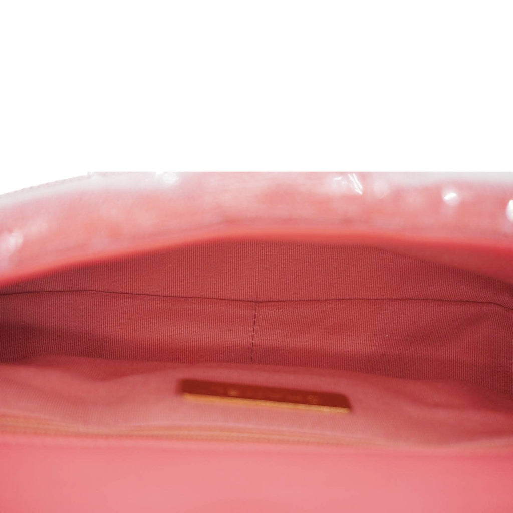 CHANEL 19 Medium Flap Quilted Sequin Shoulder Bag Hot Pink