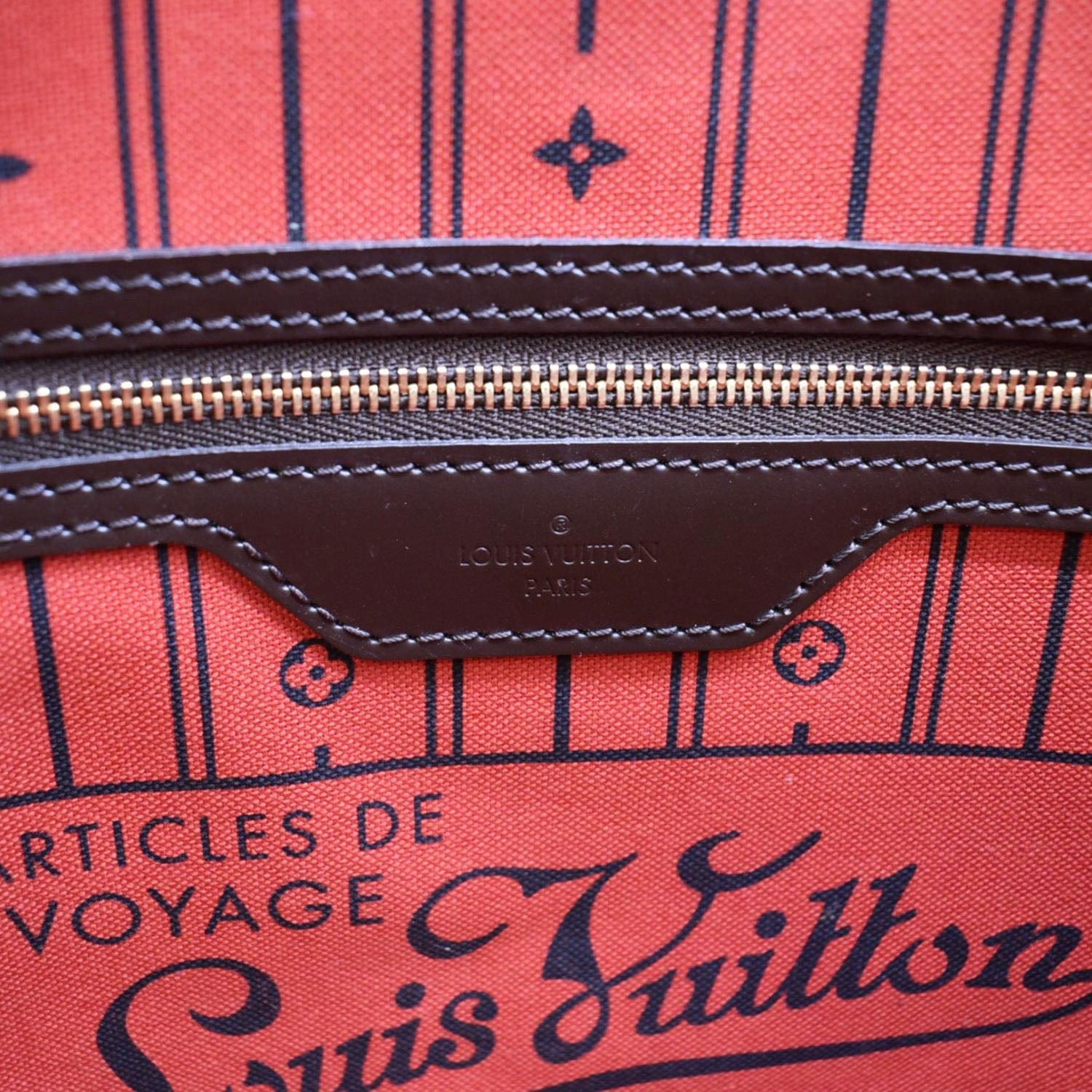 LOUIS VUITTON Neverfull MM Damier Ebene Shoulder Bag Brown
