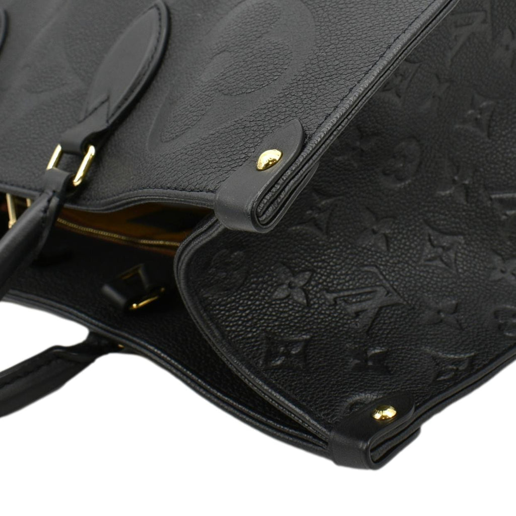LOUIS VUITTON Onthego GM Monogram Empreinte Leather Tote Shoulder Bag Black