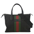 GUCCI Nylon Web Top Handle Shoulder Bag Black 630923