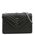 YVES SAINT LAURENT Envelope Mix Matelassé Chain Leather Shoulder Bag Black