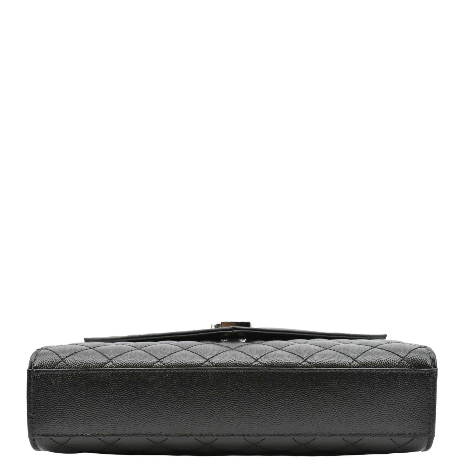 YVES SAINT LAURENT Envelope Mix Matelassé Chain Leather Shoulder Bag Black