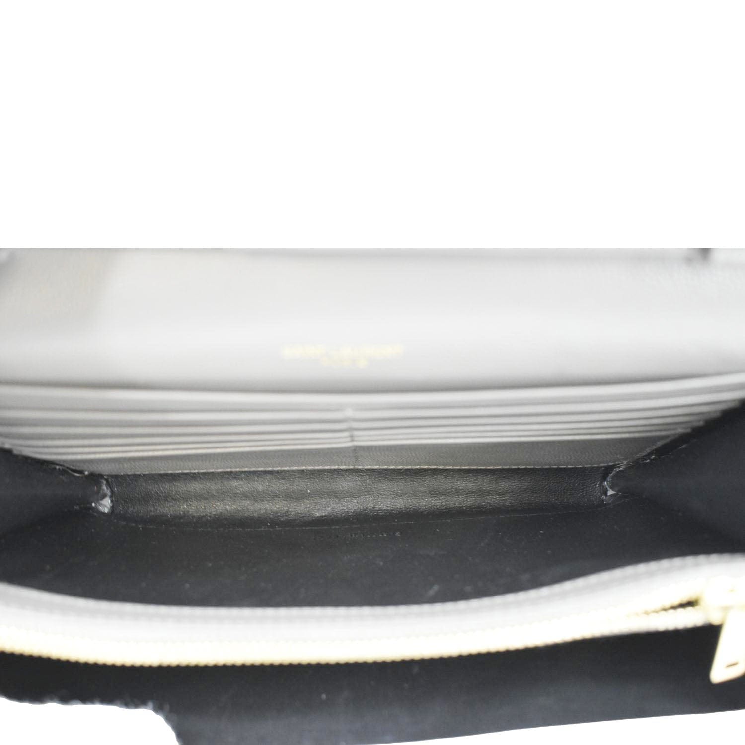 YVES SAINT LAURENT Kate Leather Chain Clutch Crossbody Bag Grey
