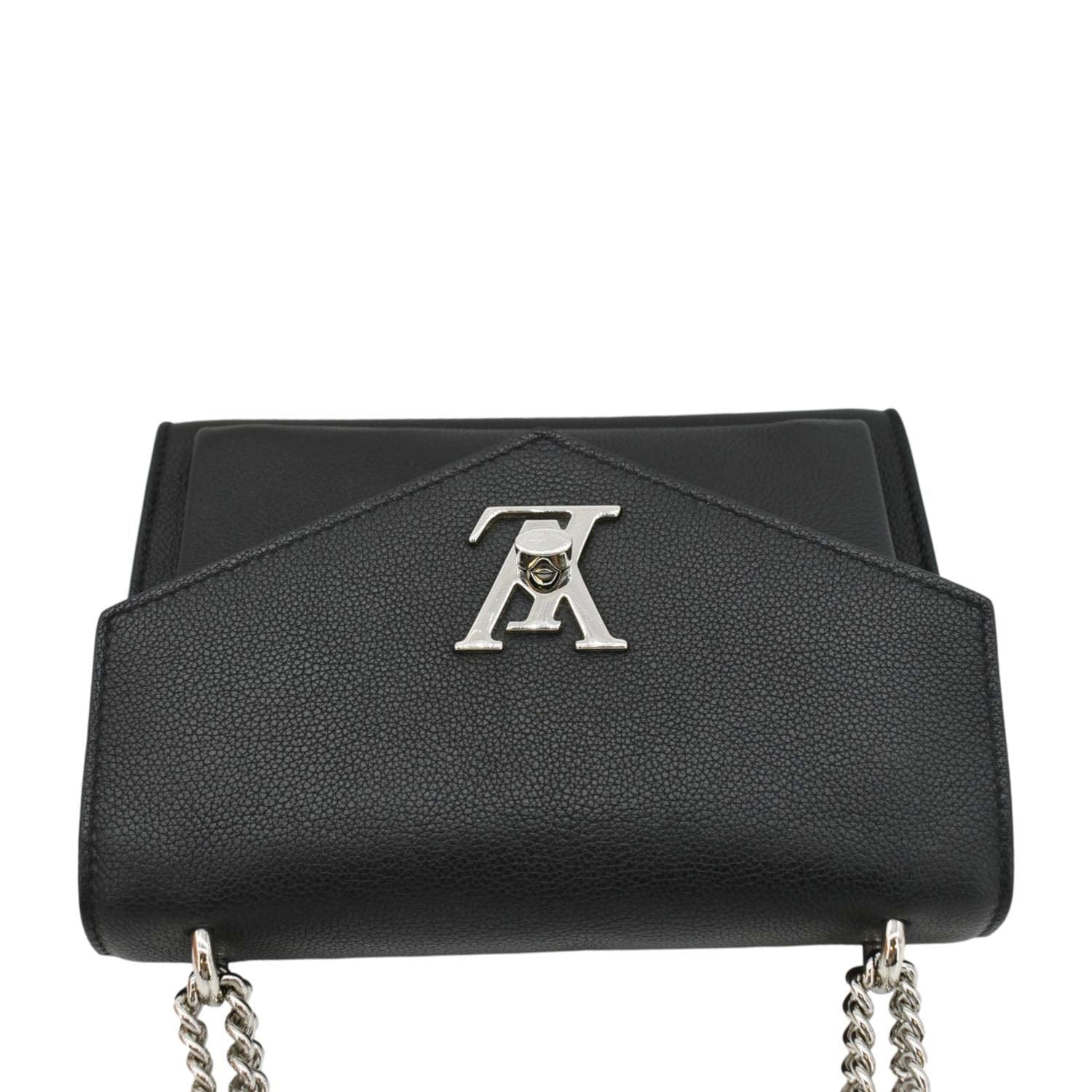 LOUIS VUITTON Mylockme BB Leather Chain Shoulder Bag Black