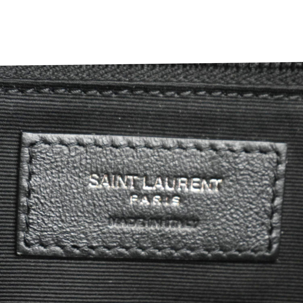 YVES SAINT LAURENT Niki  Crinkle Leather Shopper Tote Bag Black