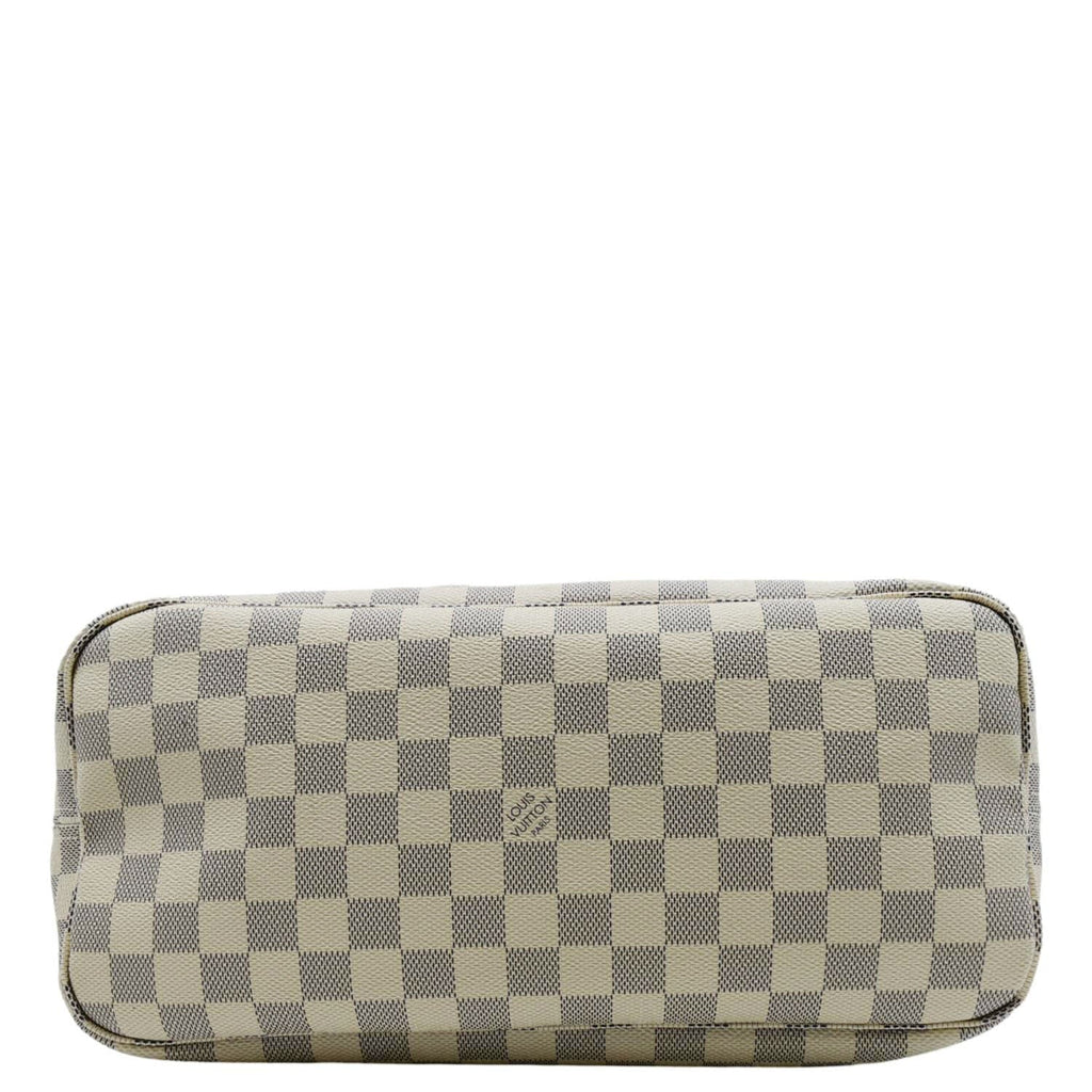 LOUIS VUITTON Neverfull MM Damier Azur Shoulder Bag Rose Ballerine