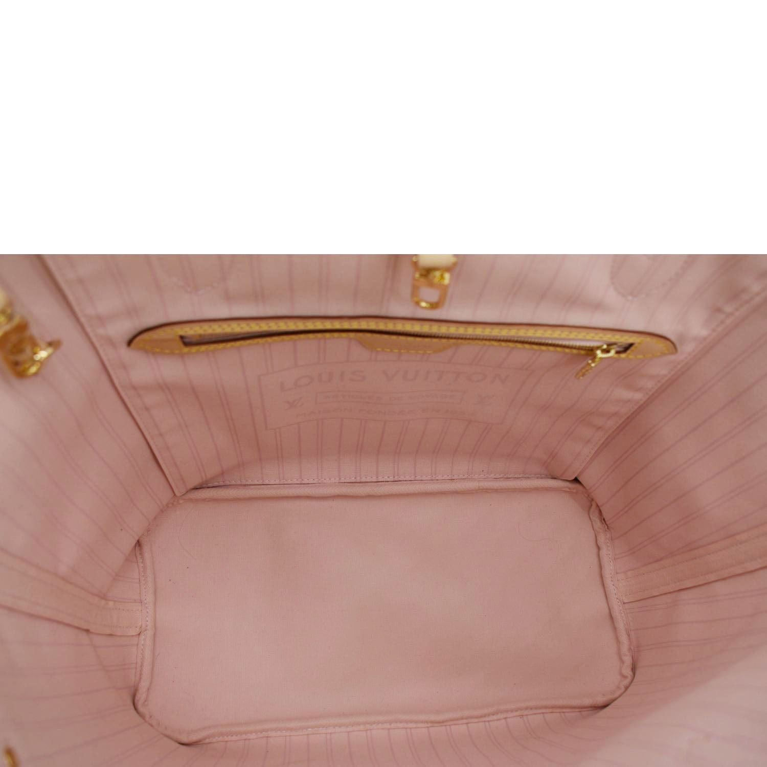 LOUIS VUITTON Neverfull MM Damier Azur Shoulder Bag Rose Ballerine