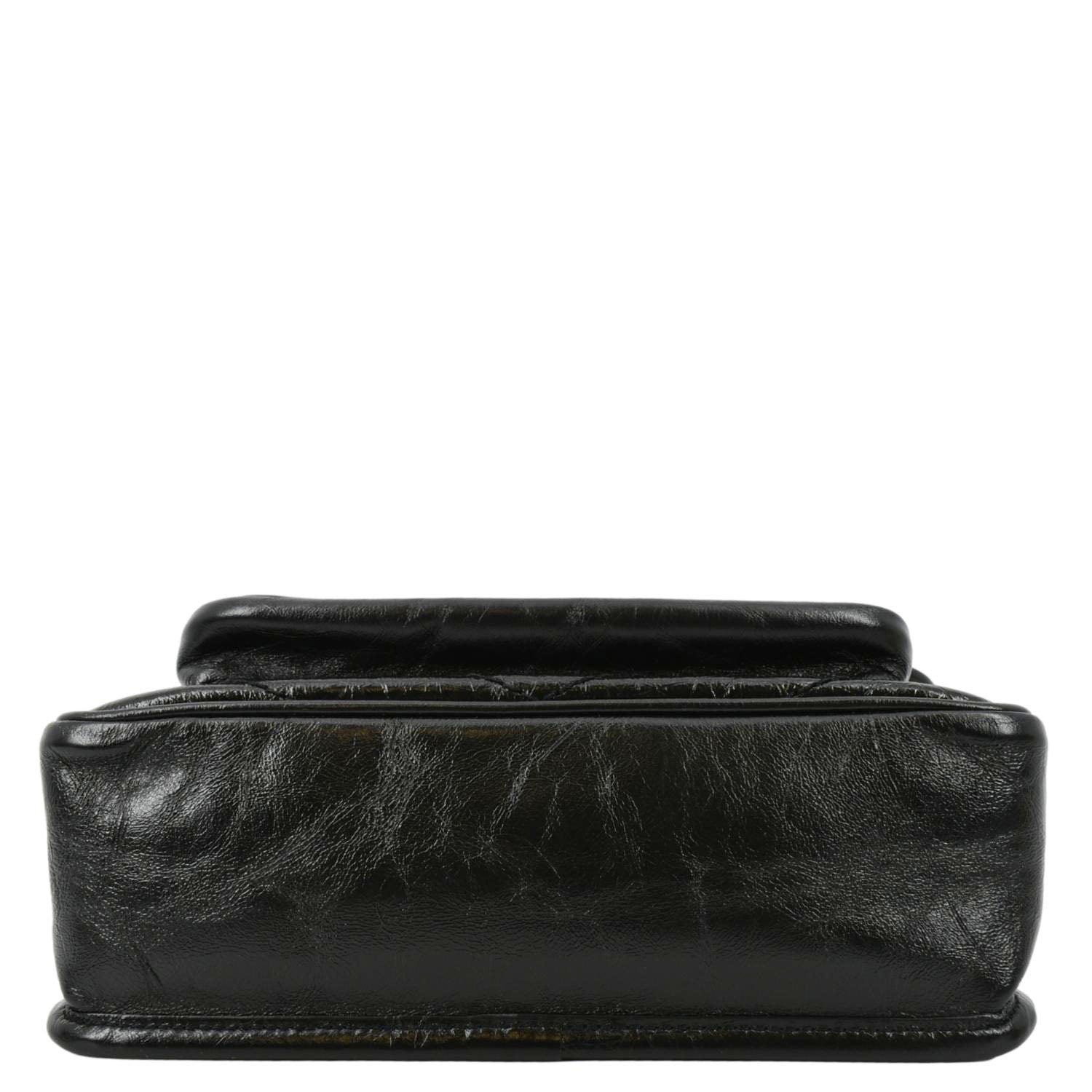 YVES SAINT LAURENT Niki Baby Crinkle Leather Shoulder Bag Black