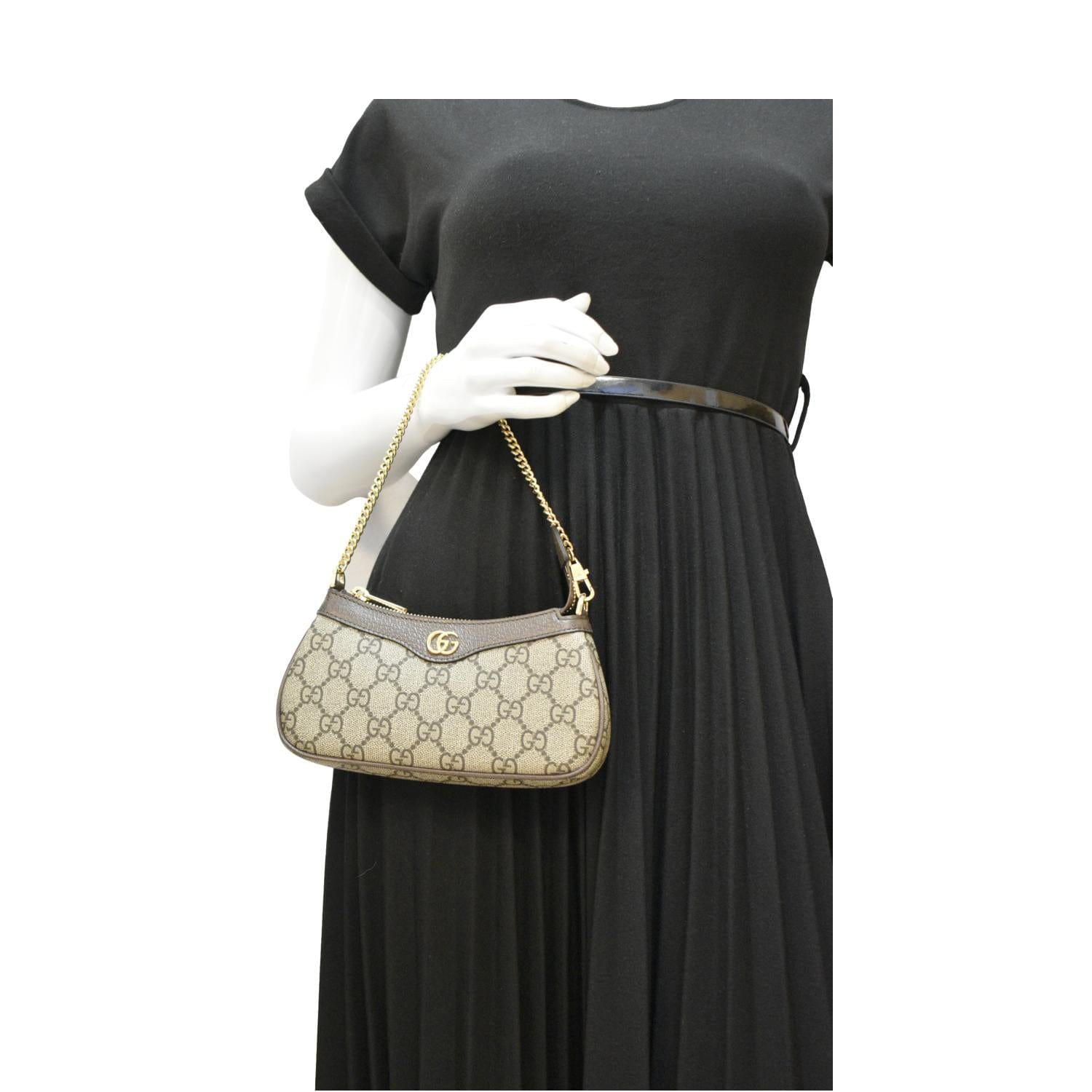 GUCCI Ophidia Mini GG Supreme Canvas Shoulder Bag Beige 764960