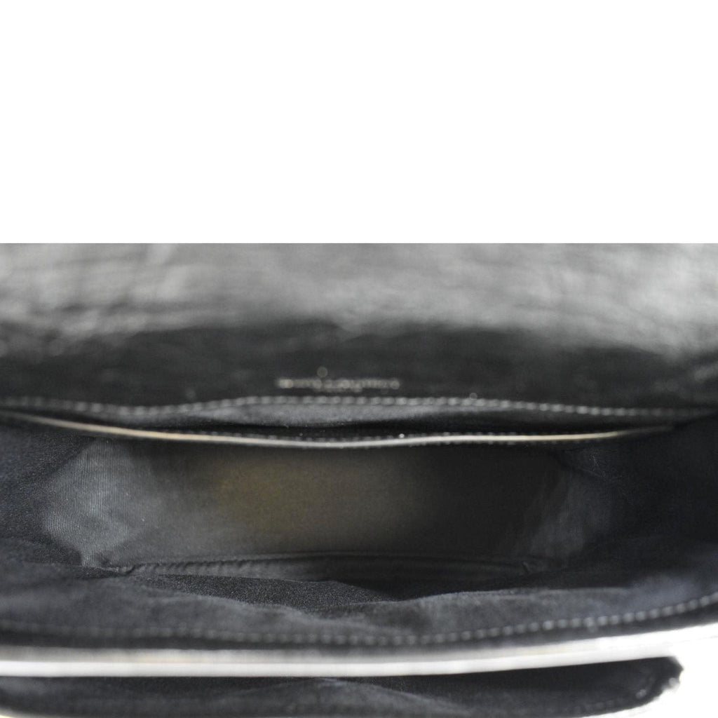 YVES SAINT LAURENT Niki Baby Crinkle Leather Shoulder Bag Black