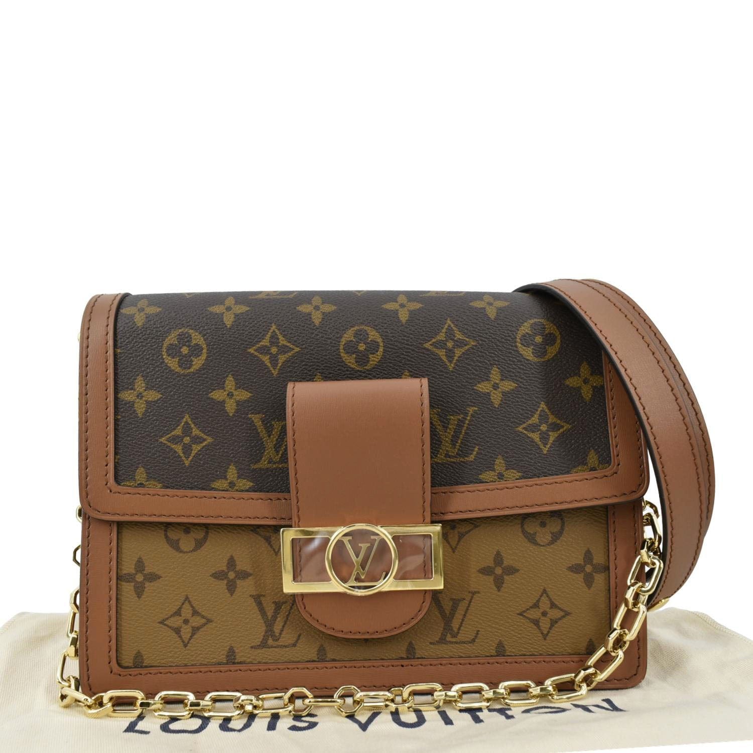 LOUIS VUITTON Dauphine MM Monogram Reverse Canvas Shoulder Bag Brown