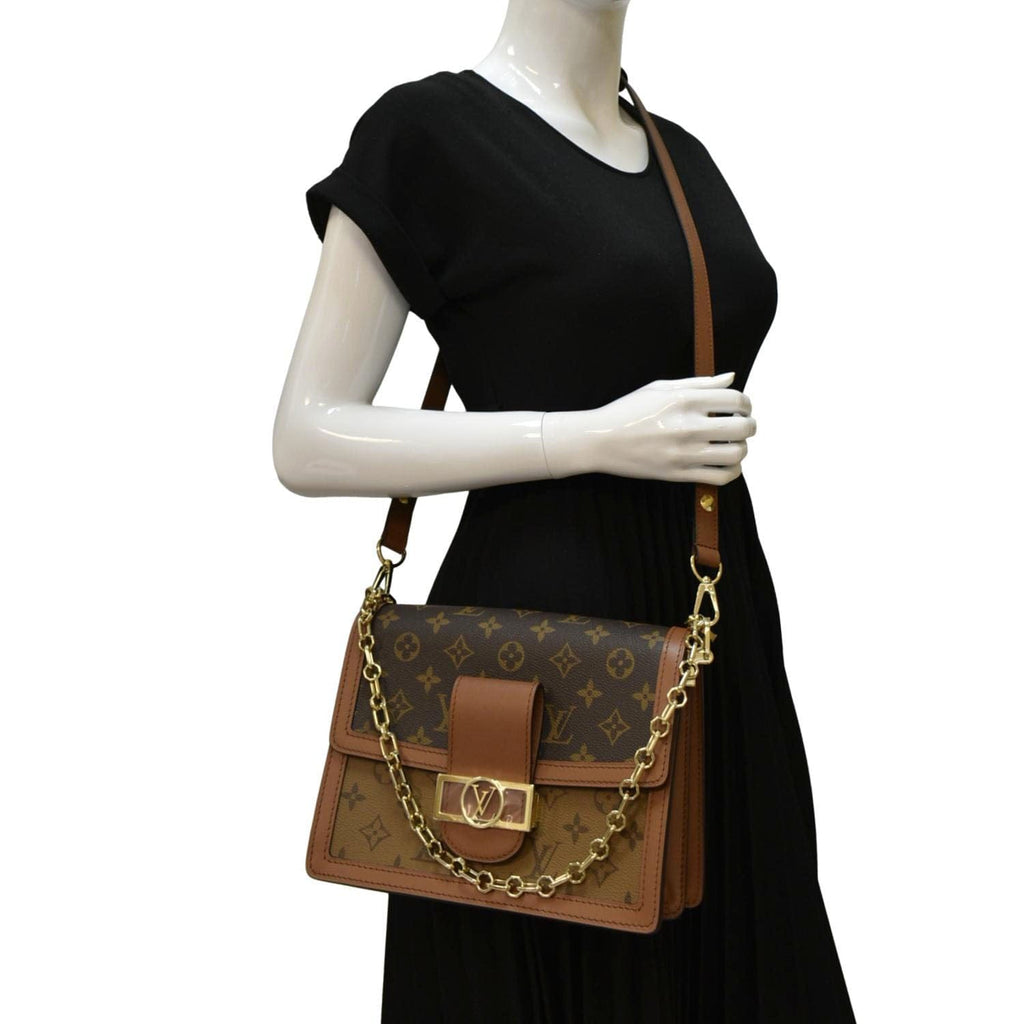 LOUIS VUITTON Dauphine MM Monogram Reverse Canvas Shoulder Bag Brown