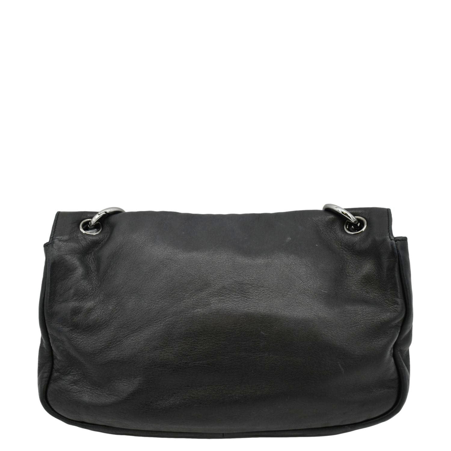 CHANEL Soft and Chain Flap Leather Shoulder Bag Black