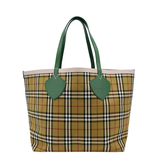 BURBERRY Giant Reversible Large Vintage Check Canvas Tote Bag Multicolor